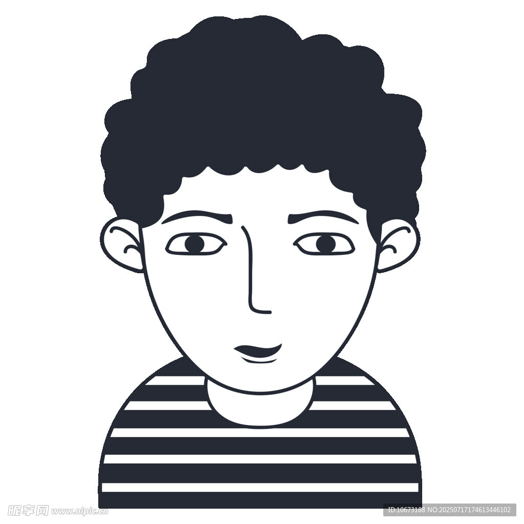 条纹上衣卷发男子头像
