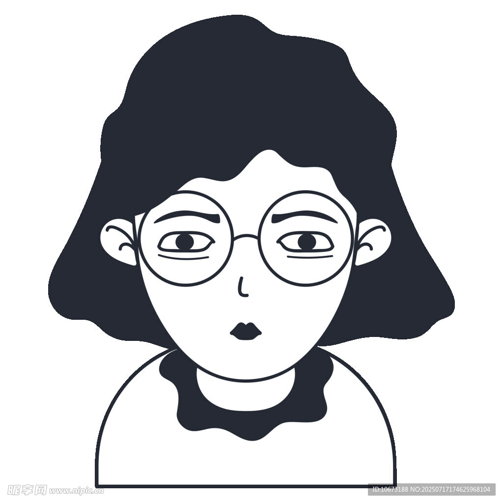 戴眼镜的短发女性头像