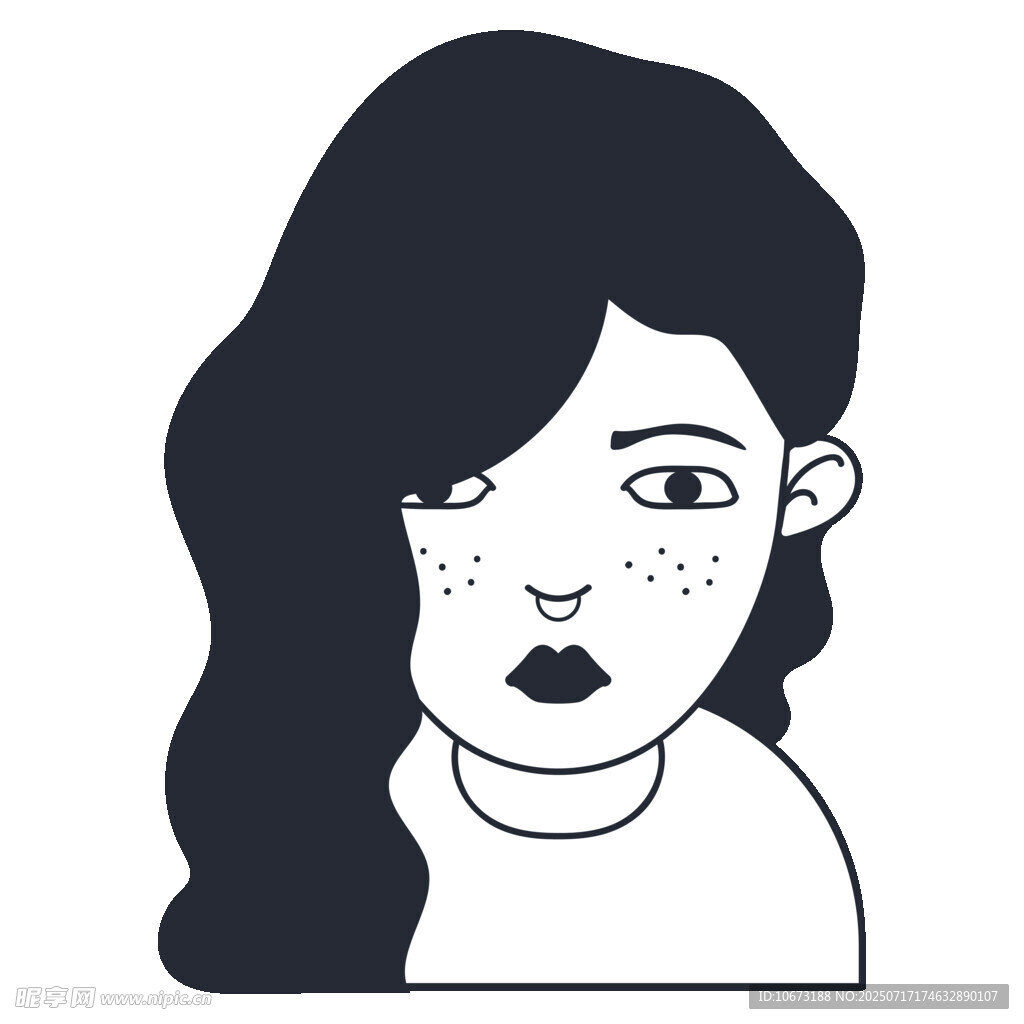 长发雀斑女孩头像