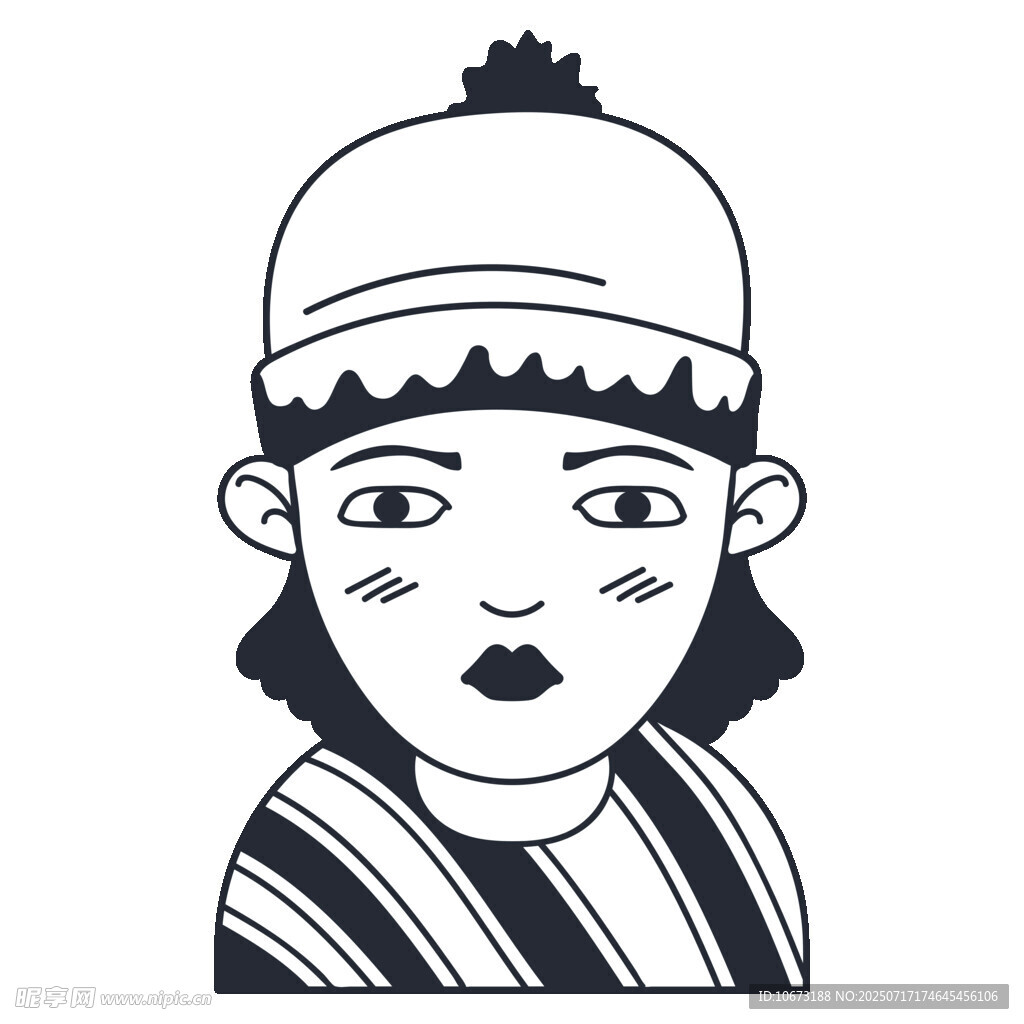 戴帽条纹装卡通人物头像