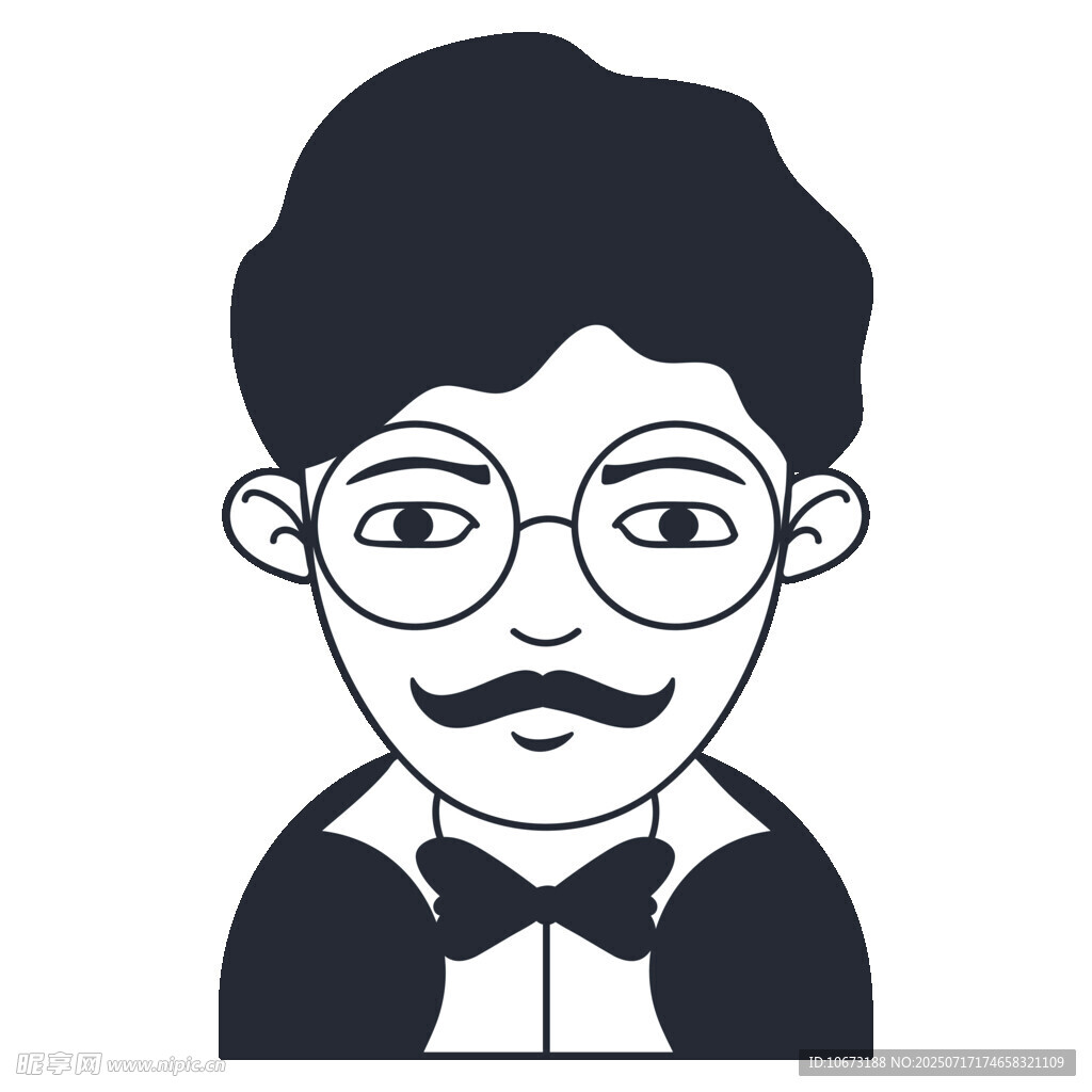 戴眼镜的领结男士形象