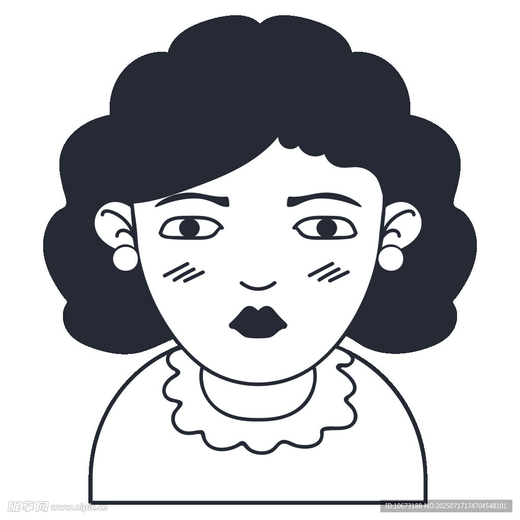 卷发女士头像插画