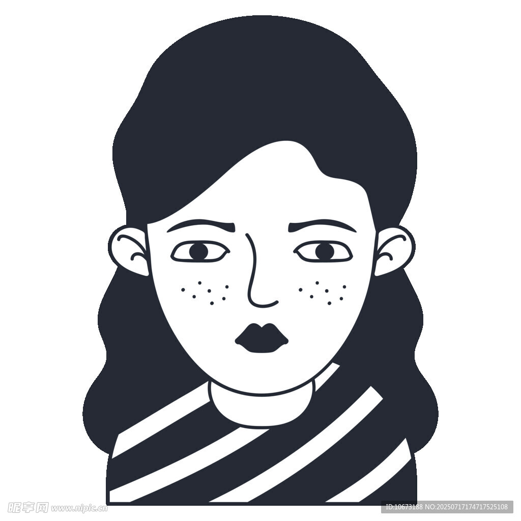 卡通风格长发女性头像