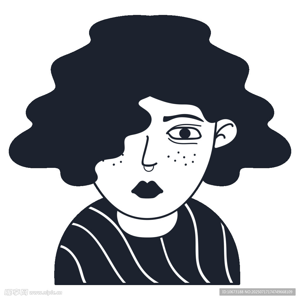 卷发雀斑女孩头像插画