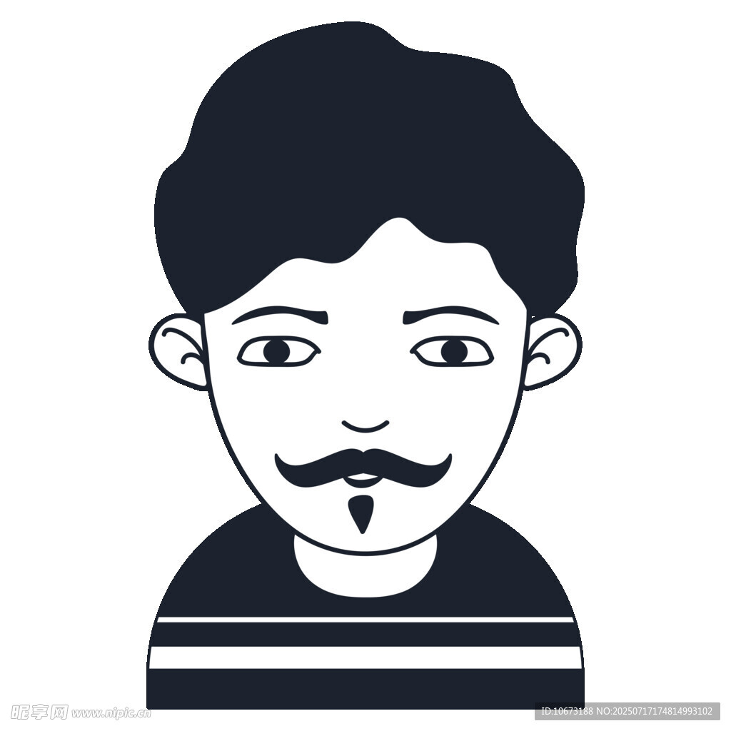 留小胡子的卡通男子形象