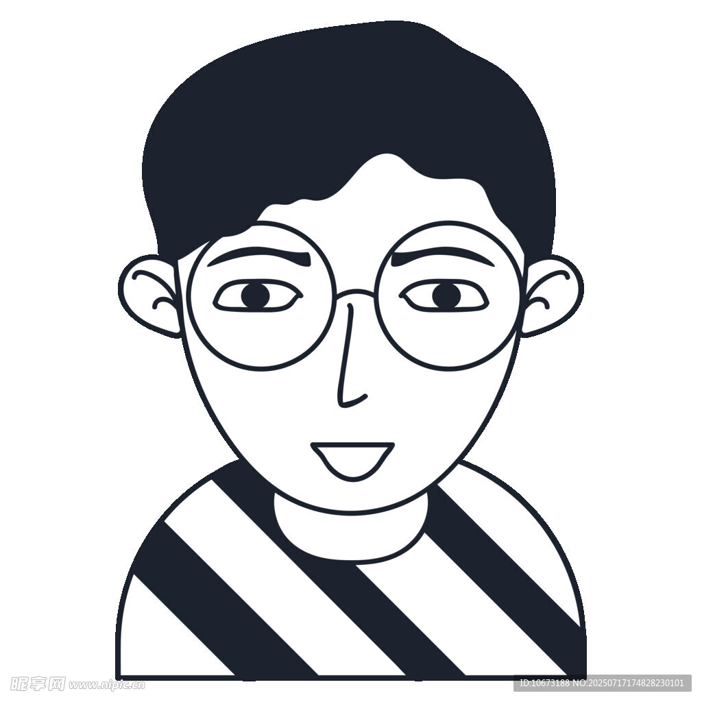 戴眼镜的条纹上衣男子
