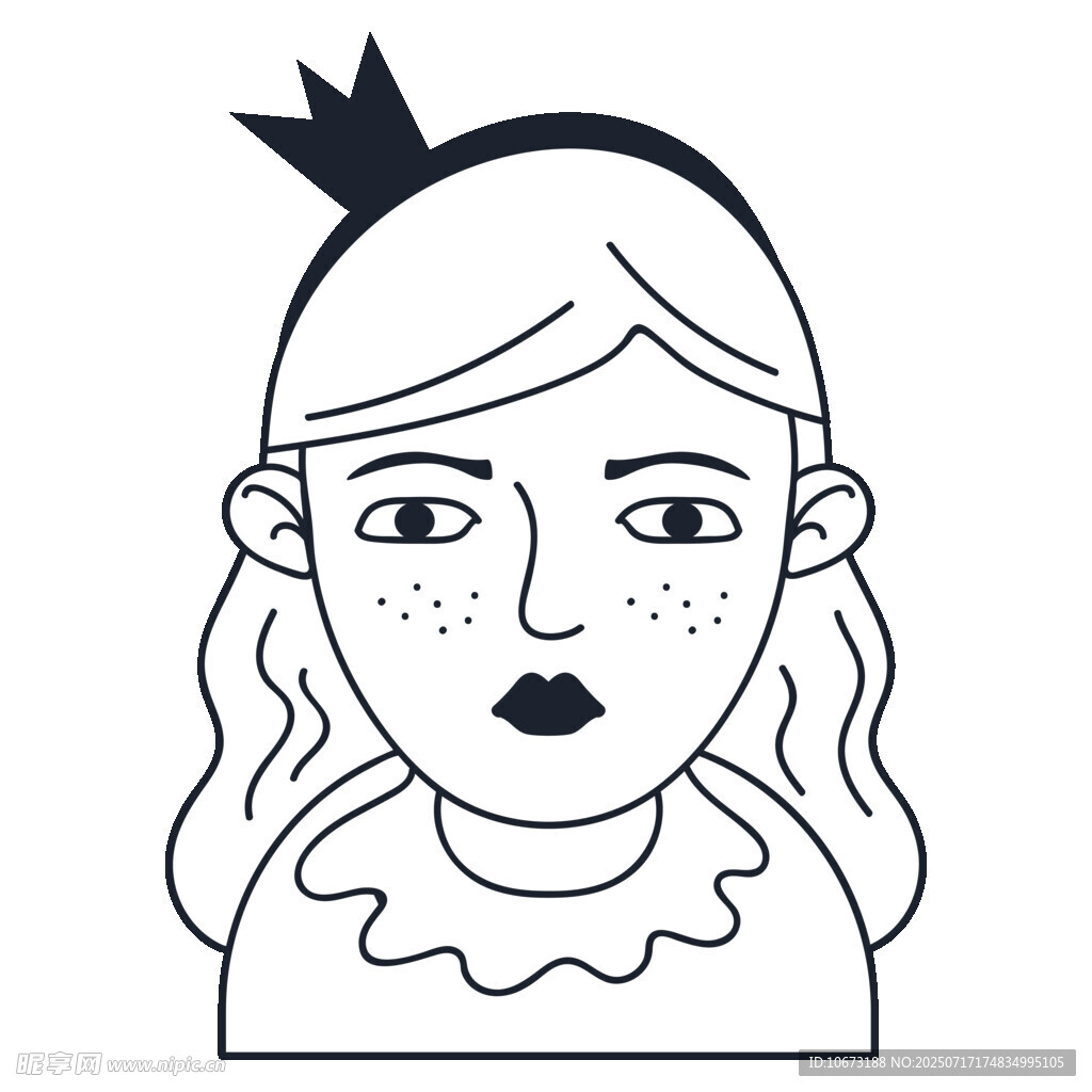 戴皇冠的卡通女孩头像