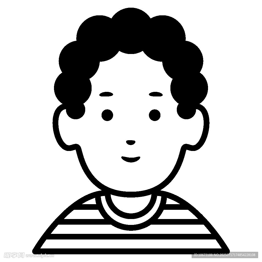 卷发条纹上衣卡通人物