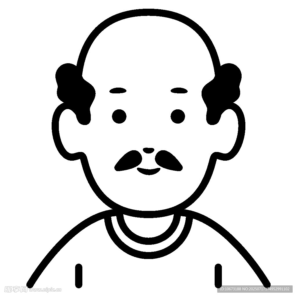 卡通形象的光头小胡子男人