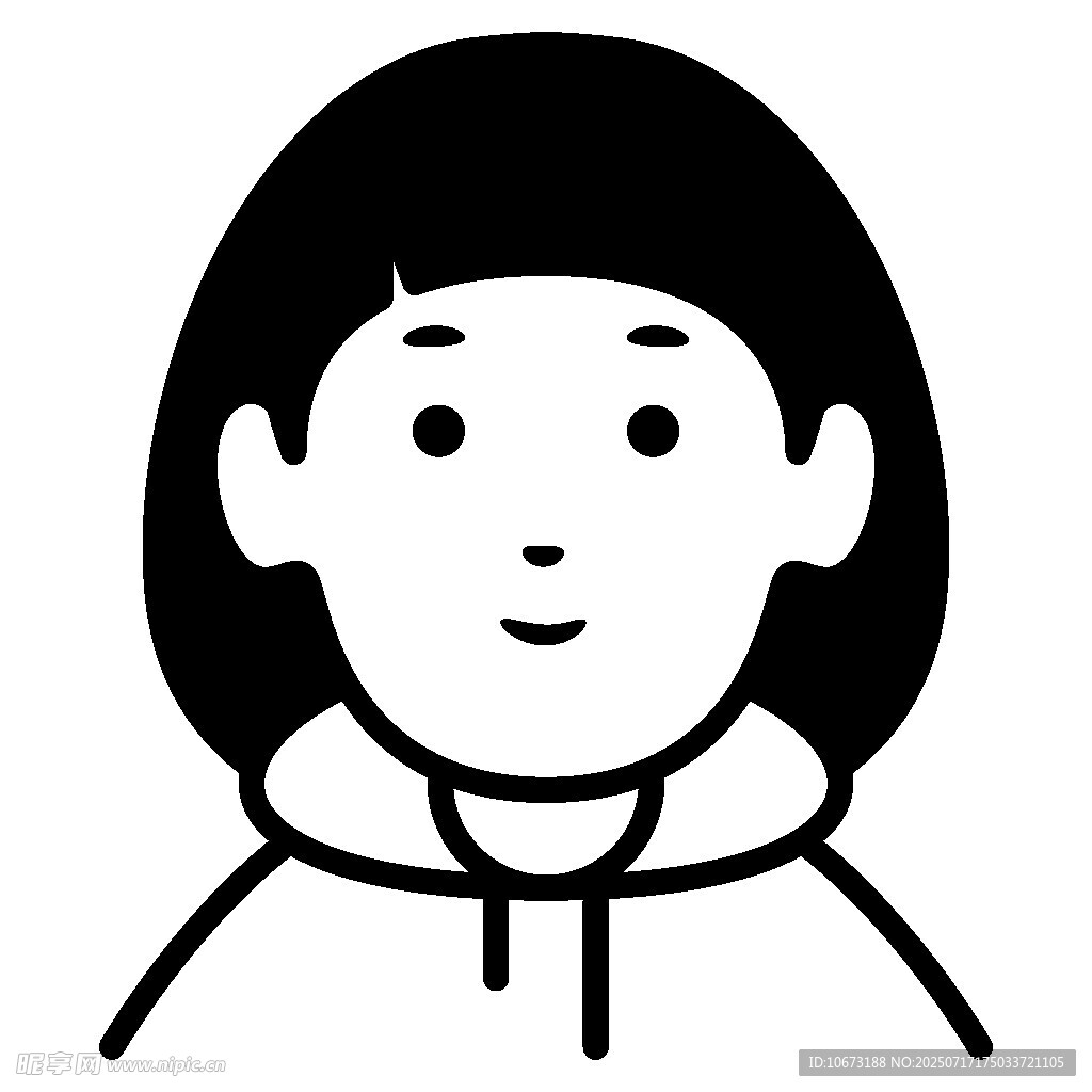 穿连帽衫的卡通短发女孩