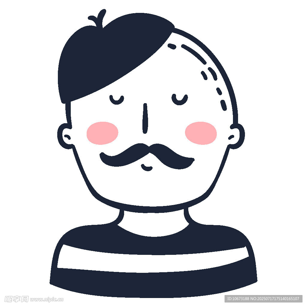 条纹衫小胡子卡通男子