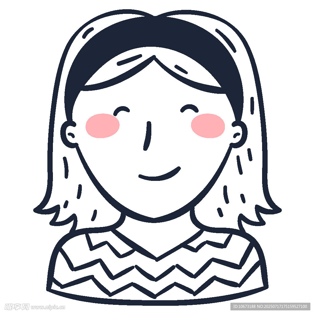 微笑女孩头像插画