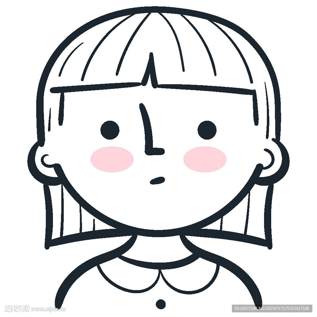 卡通风格短发女孩头像