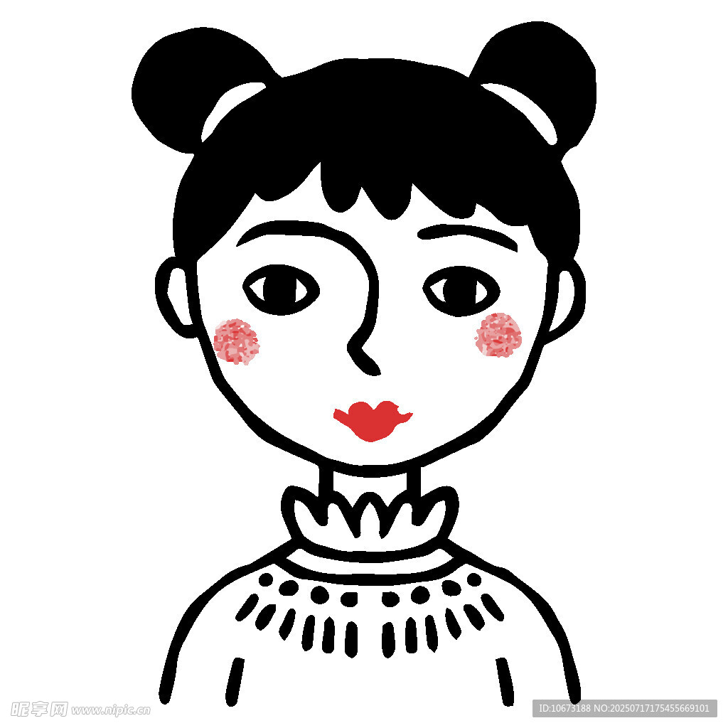 双丸子头女孩卡通形象