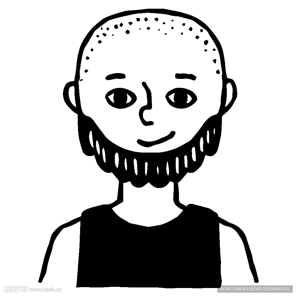 光头胡须男子卡通形象