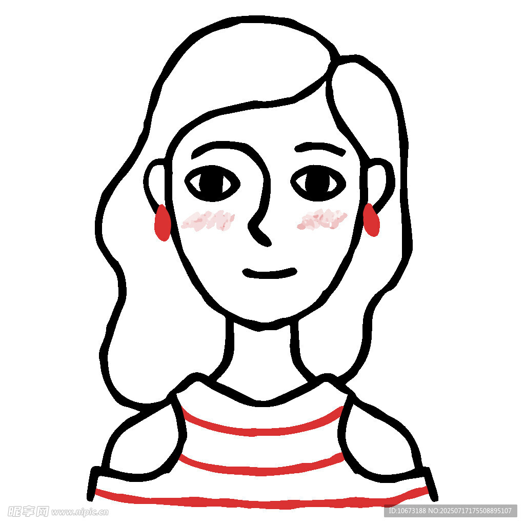 简约风条纹上衣女孩头像