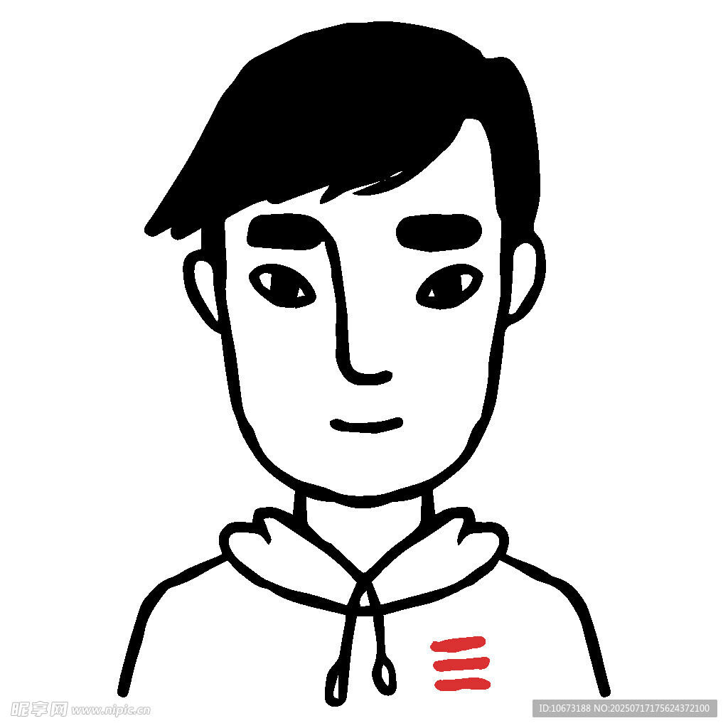 卡通风格男士连帽衫形象