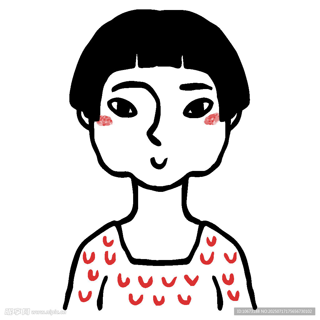 短发女孩的可爱卡通形象