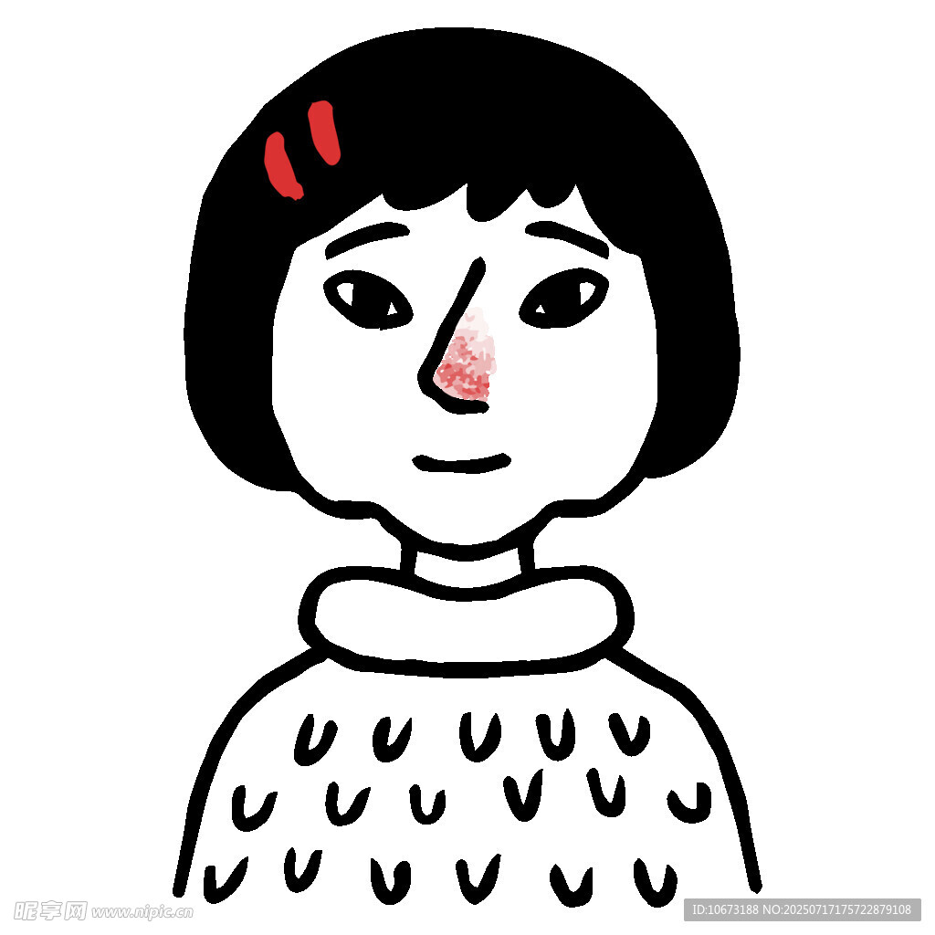 短发女孩的简约插画形象