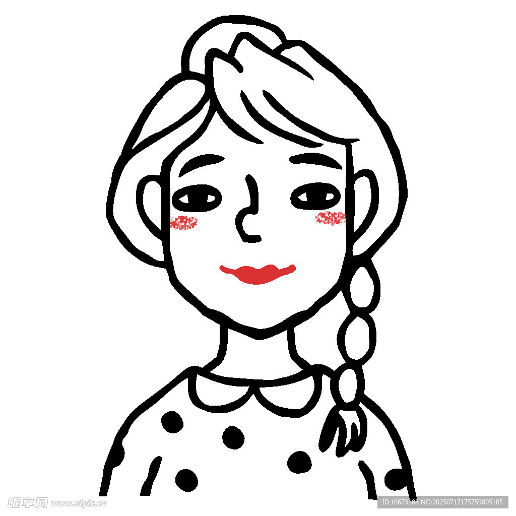 扎辫波点女孩头像