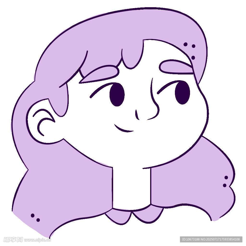 紫色长发微笑女孩头像