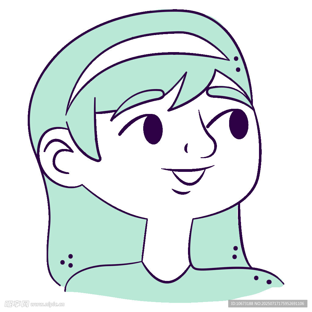 微笑绿发女孩头像