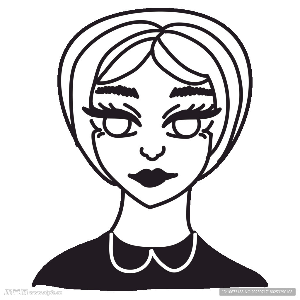 短发女孩头像插画