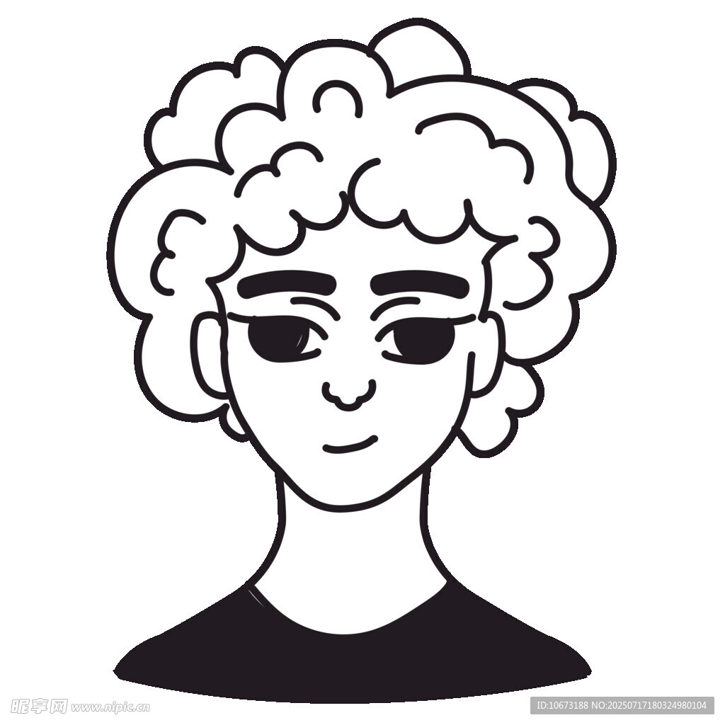 卷发人物头像插画