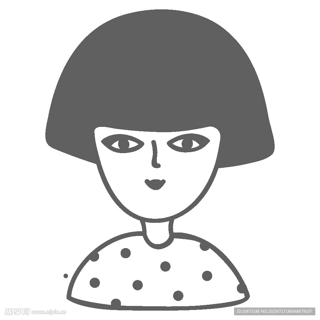 波点上衣短发女性头像