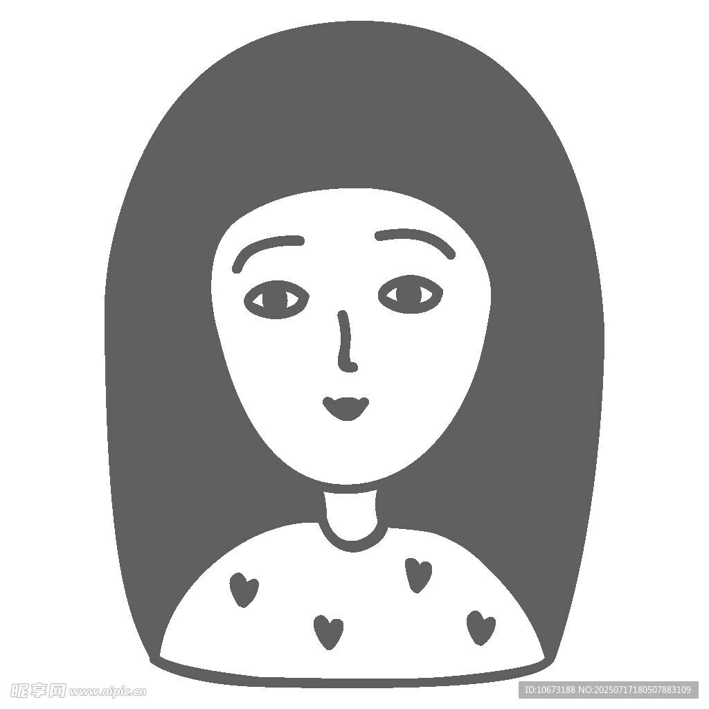 长发爱心图案女孩头像