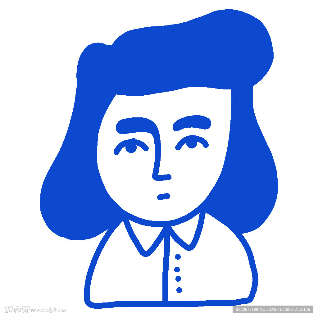 蓝色短发女性头像