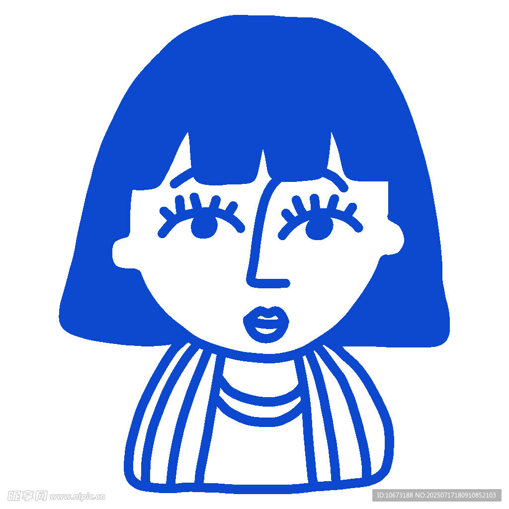 蓝色短发卡通女孩形象