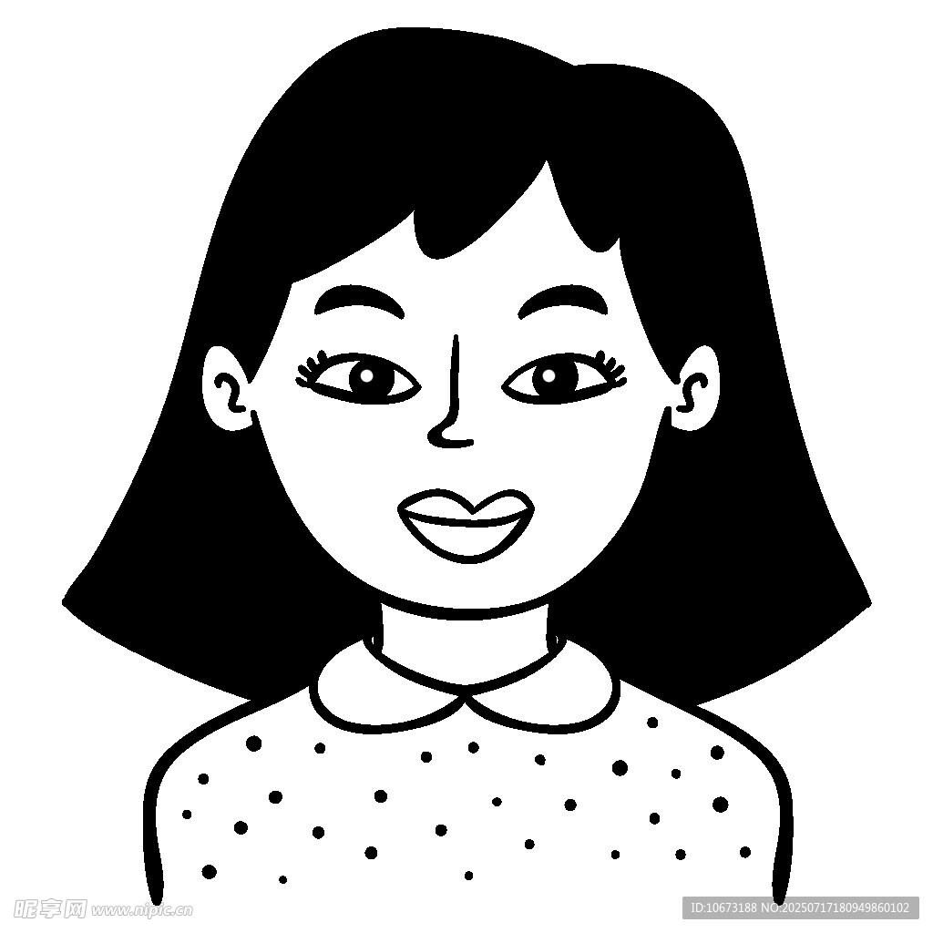 微笑女孩头像插画