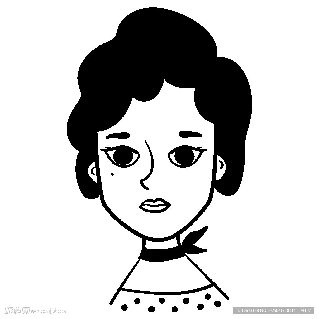 复古风格短发女性头像