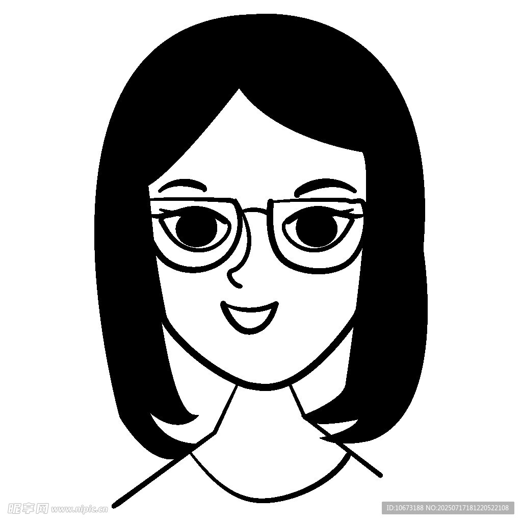 戴眼镜的微笑女性头像