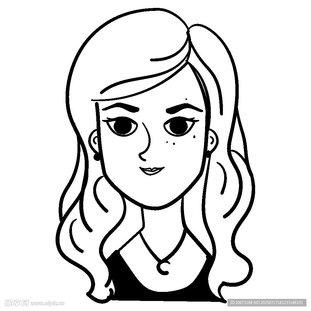 长发女孩头像简笔画