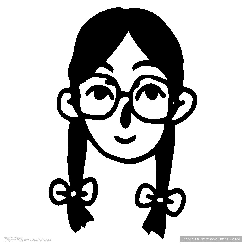 扎双辫戴眼镜的卡通女孩