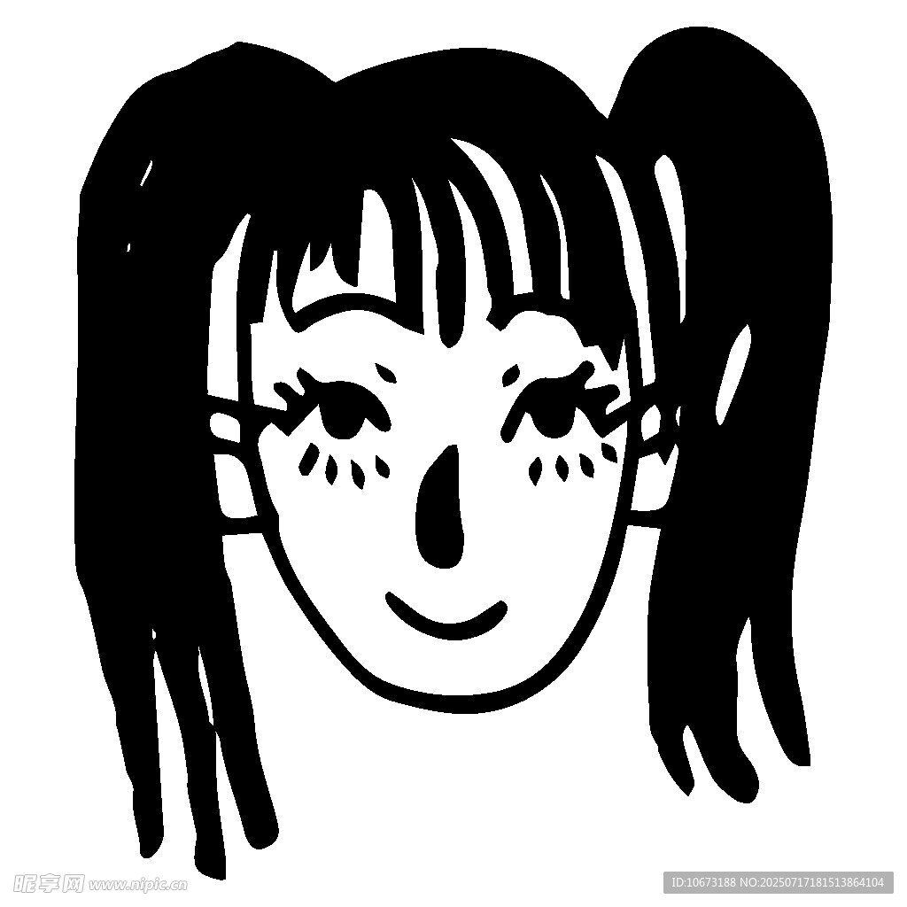 双马尾女孩简笔画头像
