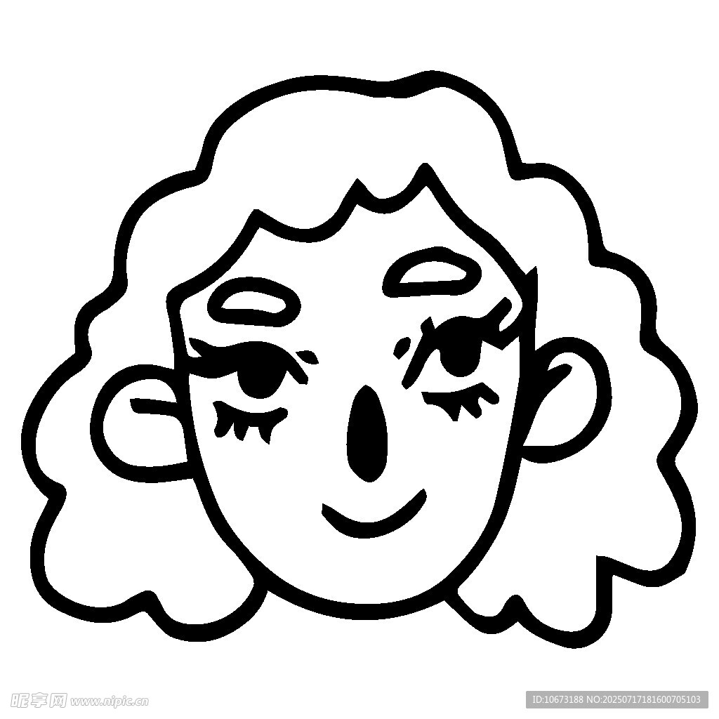 卷发女孩卡通头像