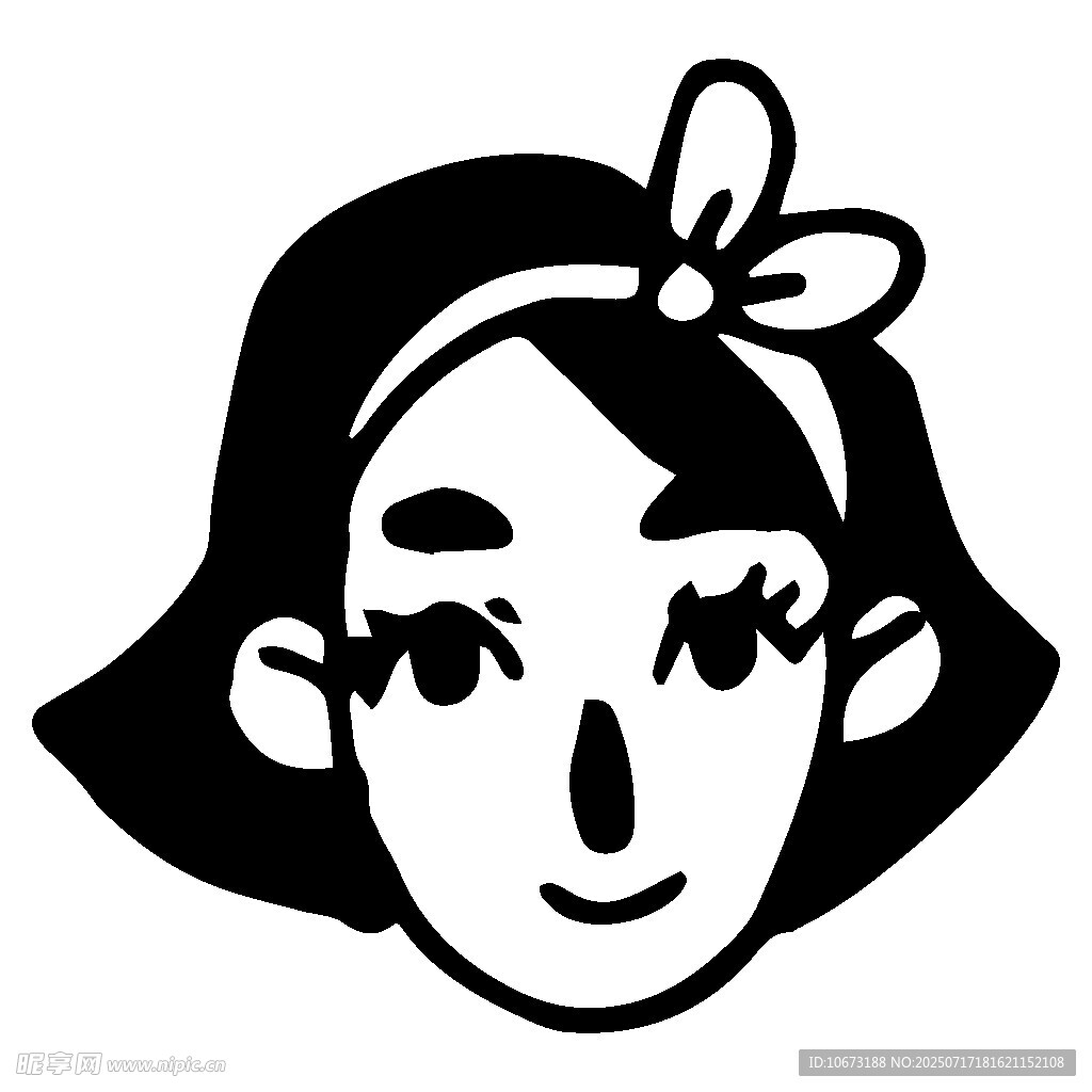 戴蝴蝶结的卡通女孩头像