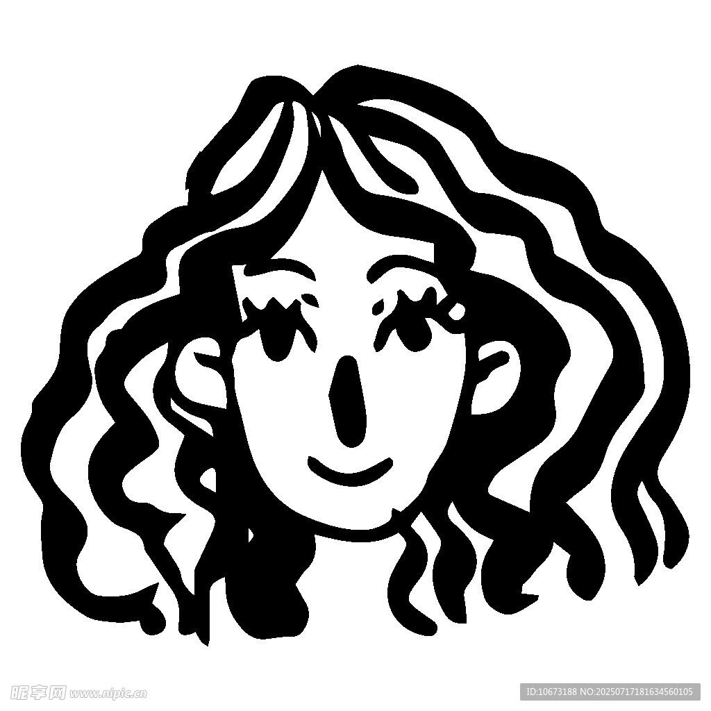 卷发女孩头像插画