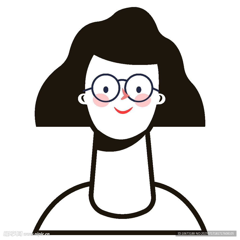 戴眼镜的短发女性头像