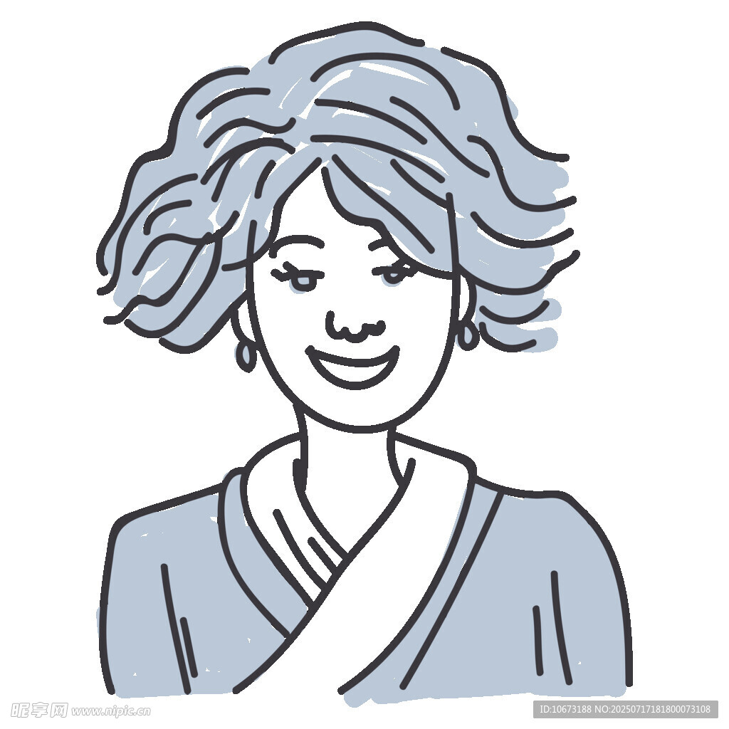 短发微笑女士形象