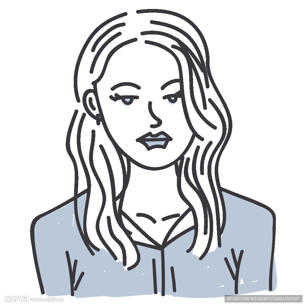 长发女子头像插画