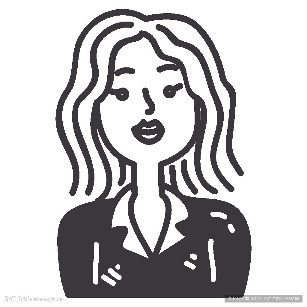 长发女性卡通形象