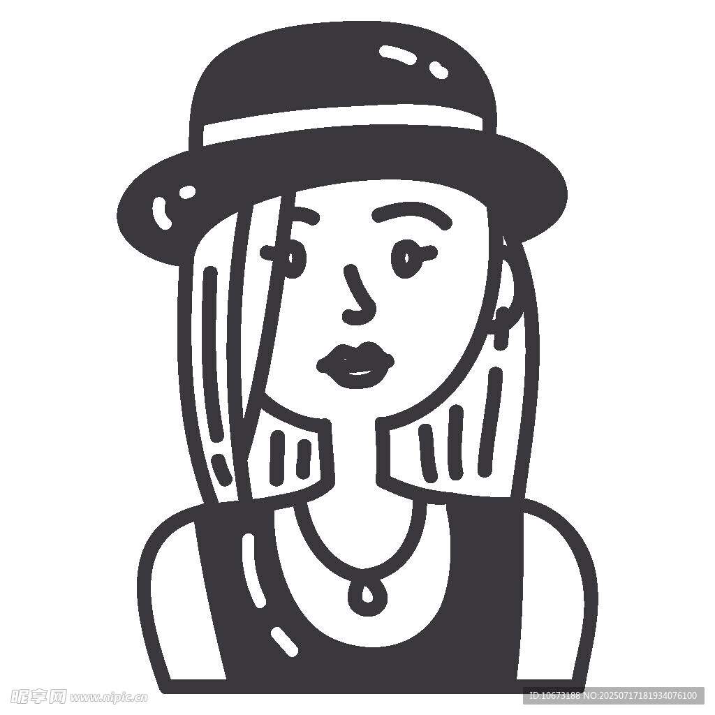 戴帽女性头像