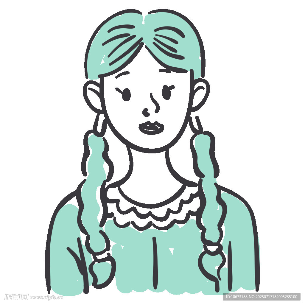扎双辫的可爱女孩
