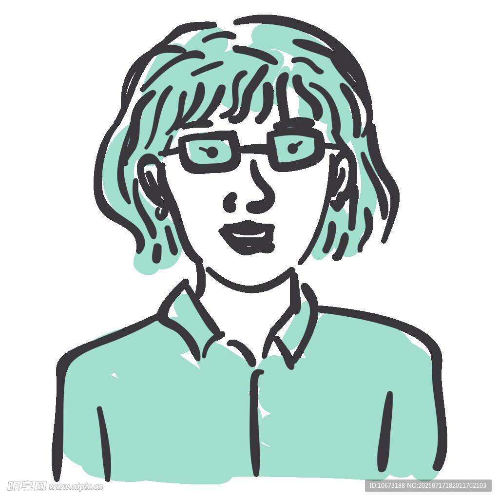 短发女性头像插画