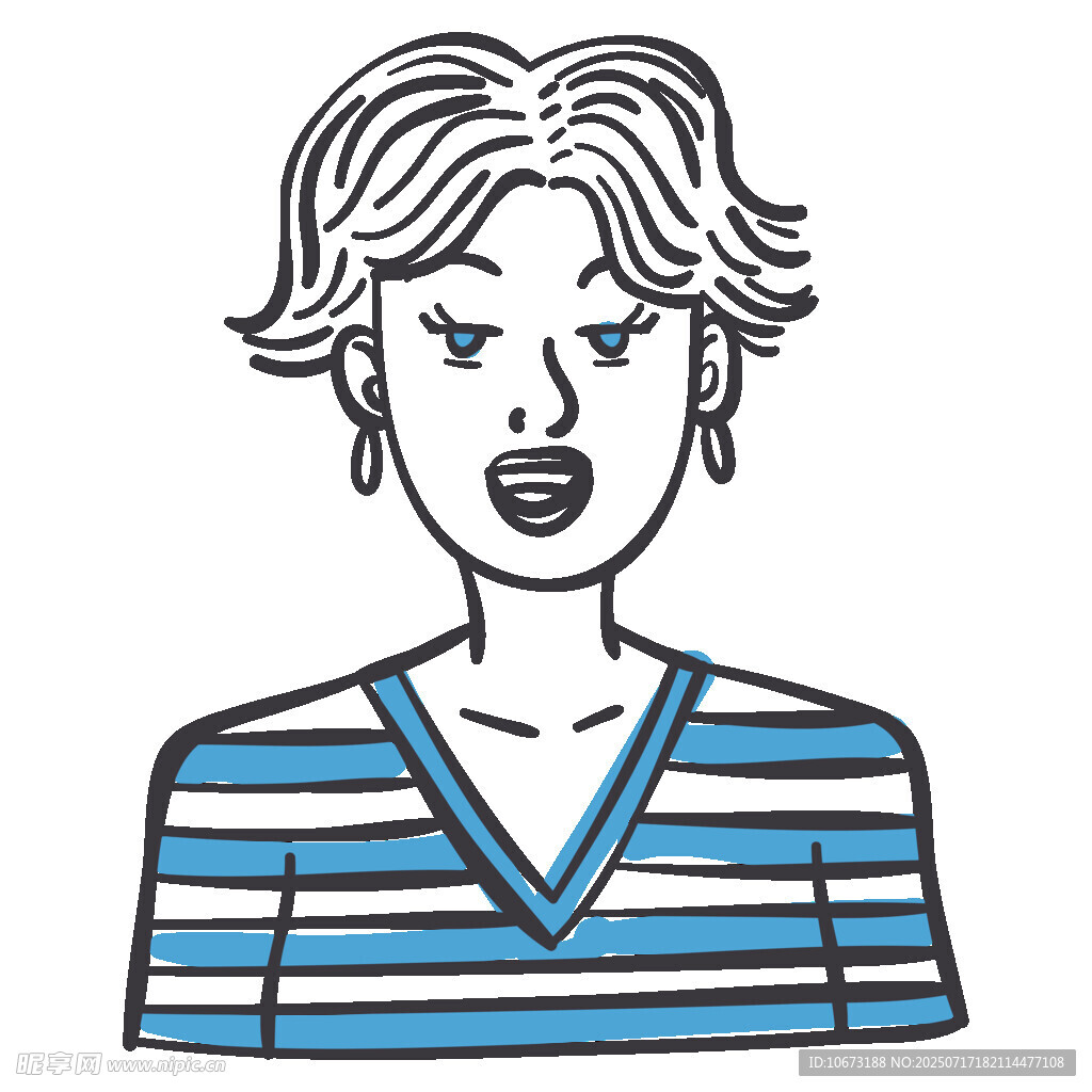 短发条纹上衣女性头像