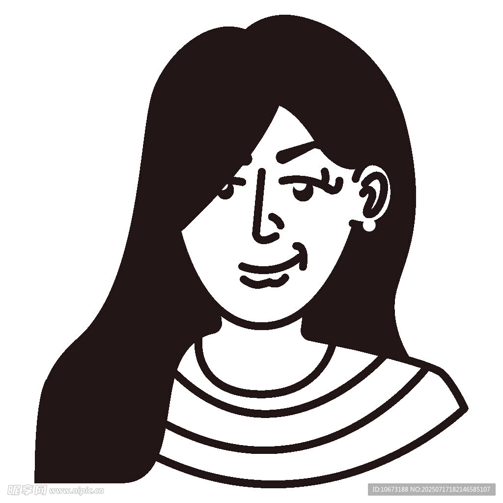 微笑长发女孩头像